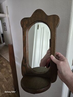 Vintage Walnut Mirror Shelf